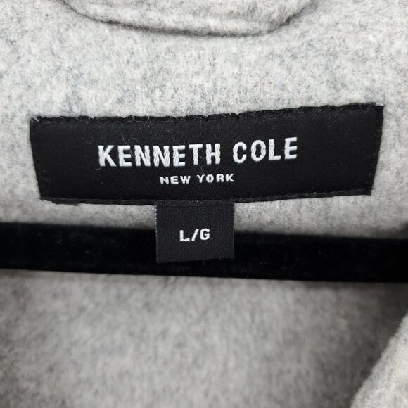 Kenneth Cole Wool-Blend Peacoat/Car Coat With Rib Knit Sleeves L Gray - Picture 4 of 15